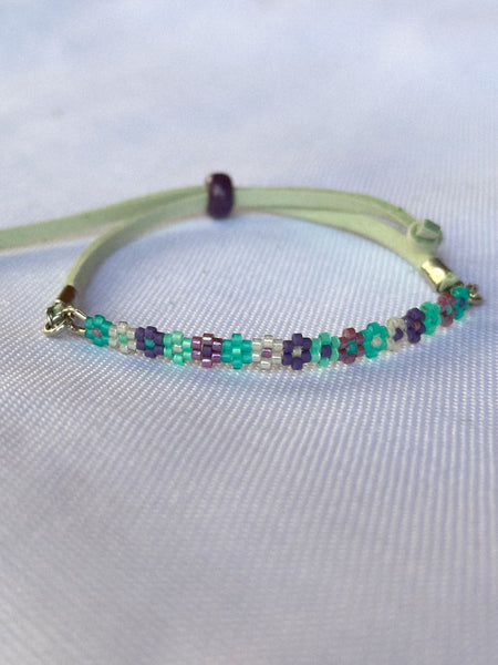Mint and Purple Floral Bracelet