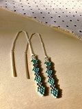 Turquoise Cascading Heart Threaders