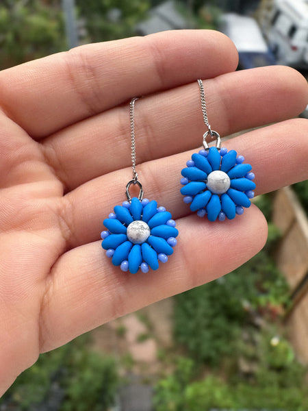 Electric Howlite Floral Threaders