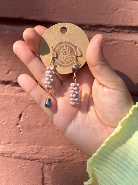 Dusty Rose Pearl Drop Earrings